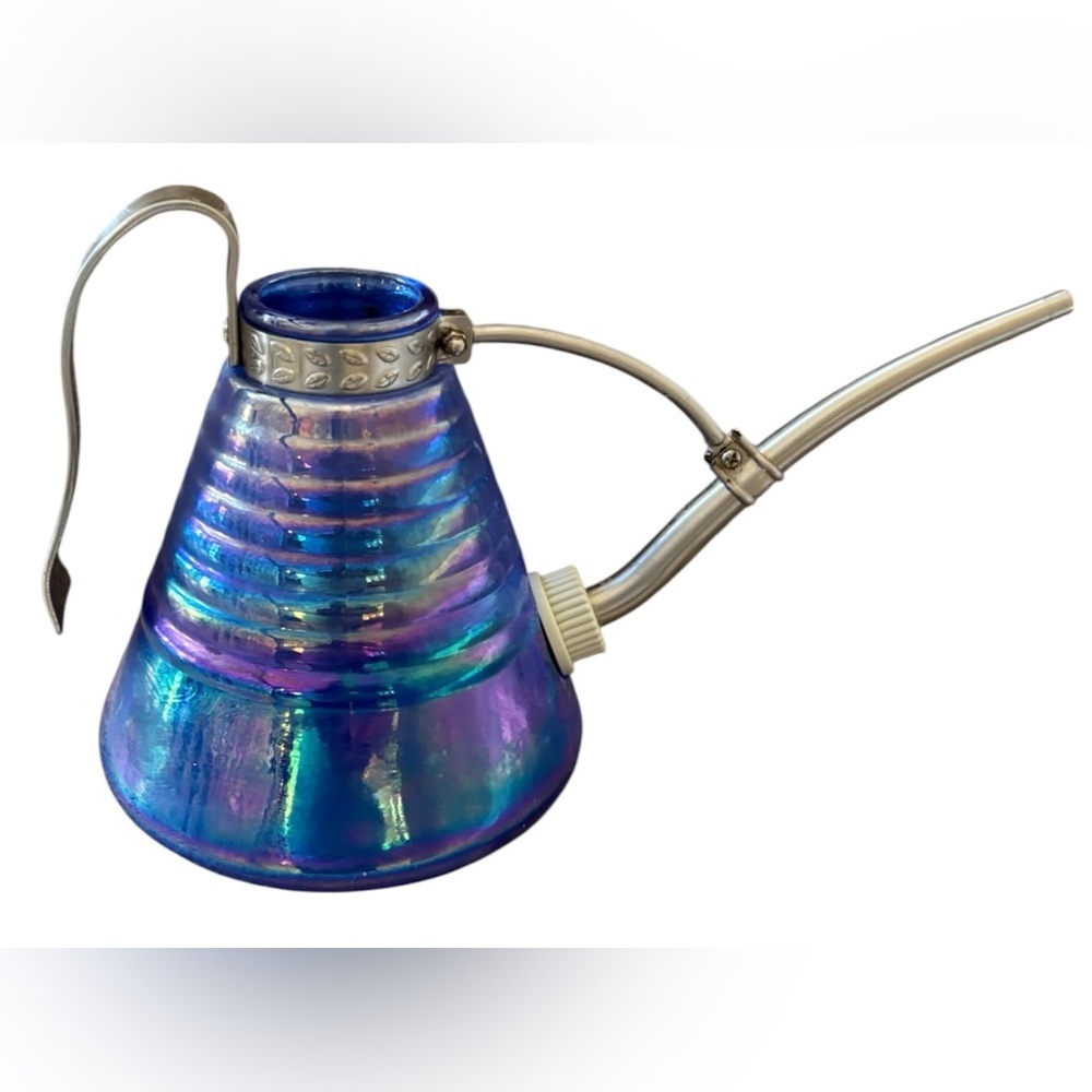 Iridescent Pearl Glass Watering Can rare - Picture 4 of 11